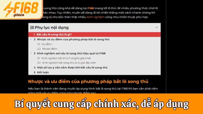 Bí quyết cung cấp chính xác, dễ áp dụng