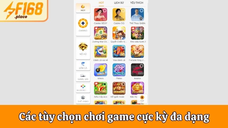Các tùy chọn chơi game cực kỳ đa dạng