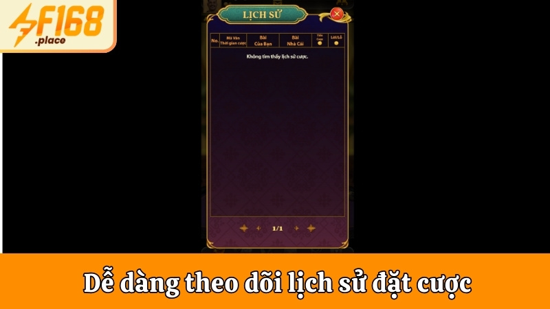 Dễ dàng theo dõi lịch sử đặt cược