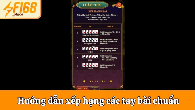 Hướng dẫn xếp hạng các tay bài chuẩn