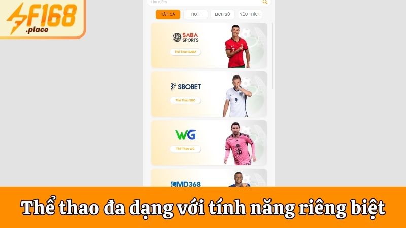 Sảnh thể thao đa dạng với tính năng riêng biệt