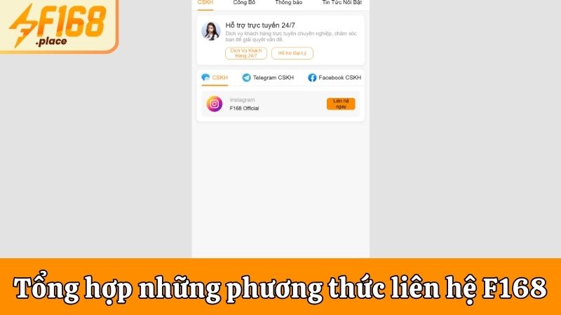 Tổng hợp những phương thức liên hệ F168 